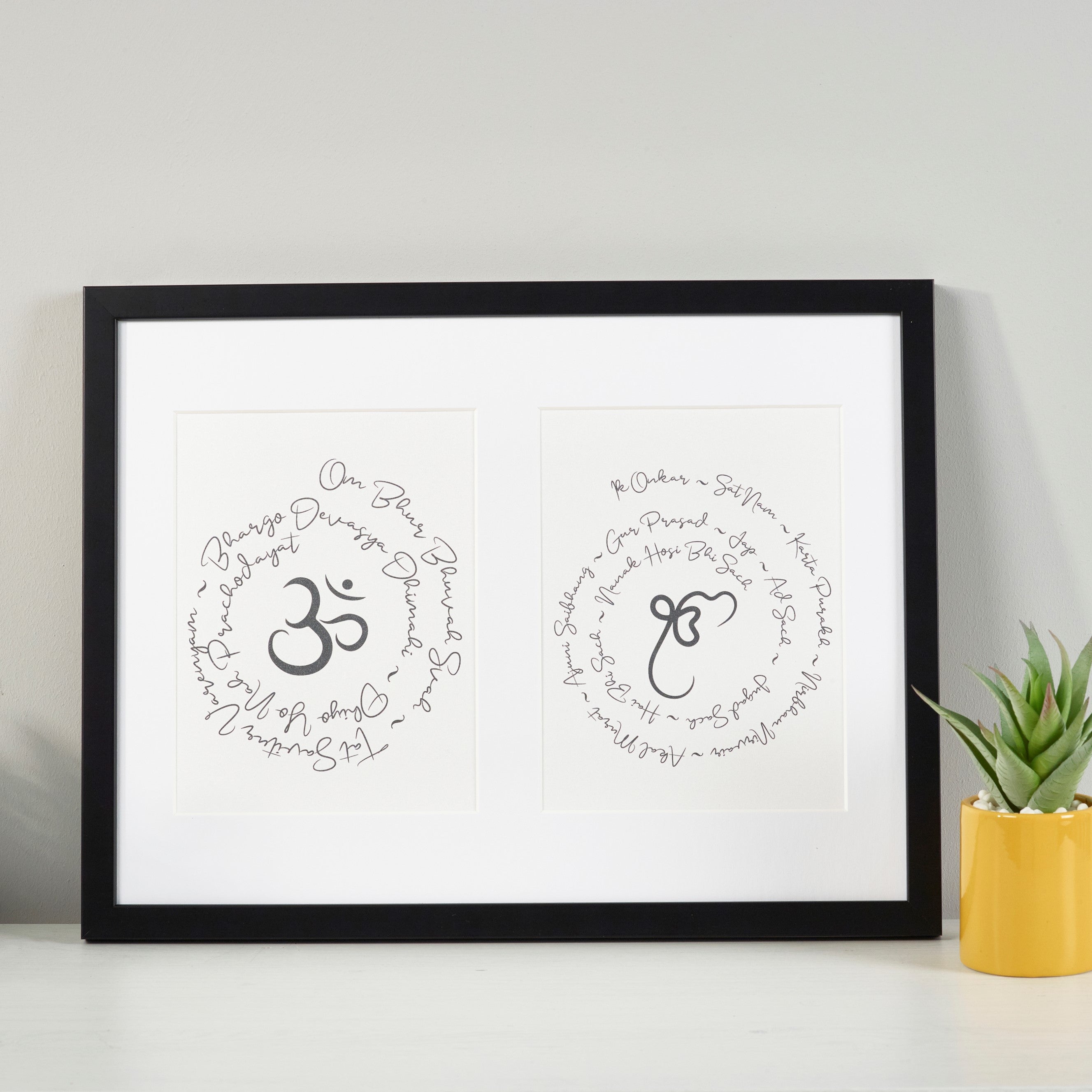 Circular Gayatri Mantra & Mool Mantra Two Aperture Frame