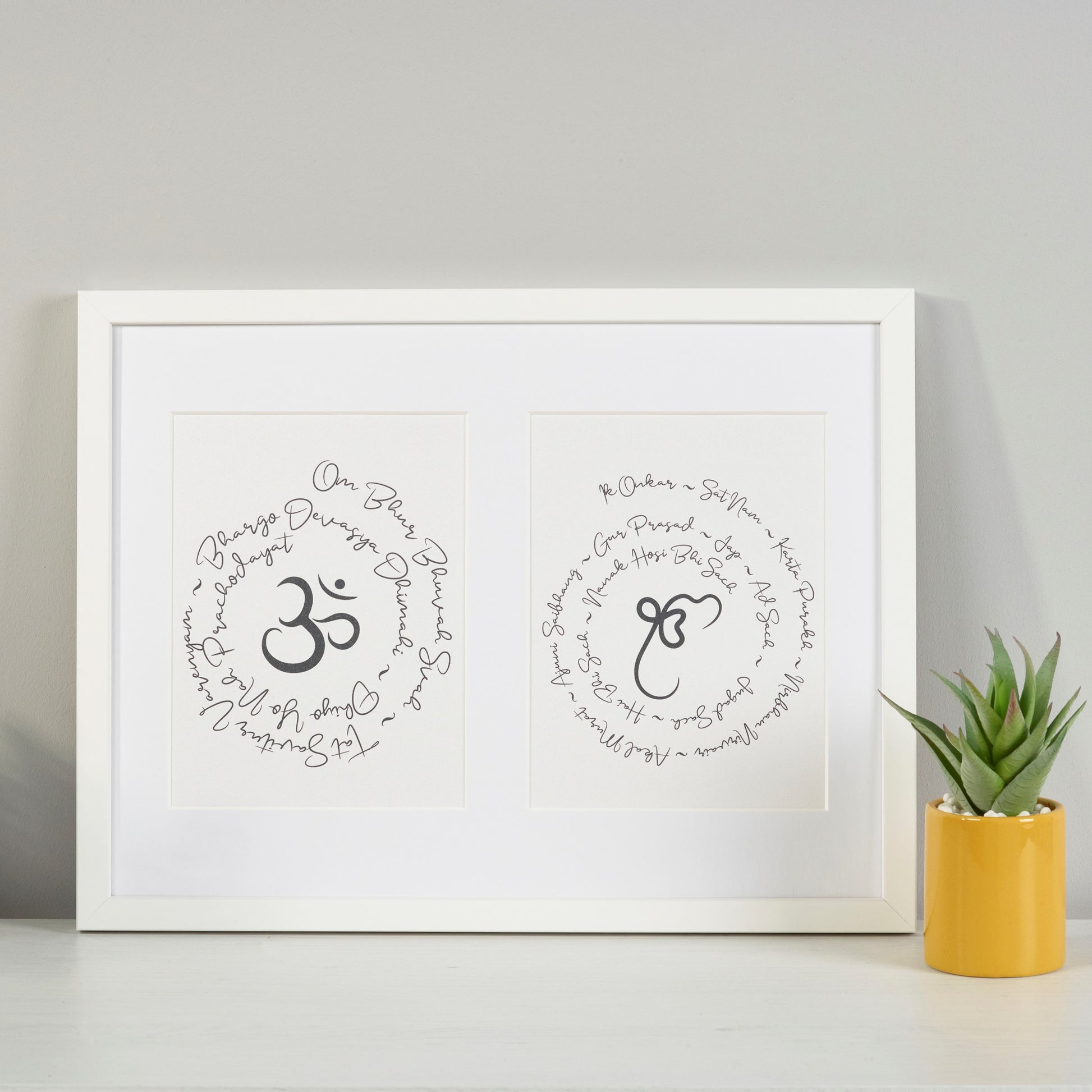 Circular Gayatri Mantra & Mool Mantra Two Aperture Frame