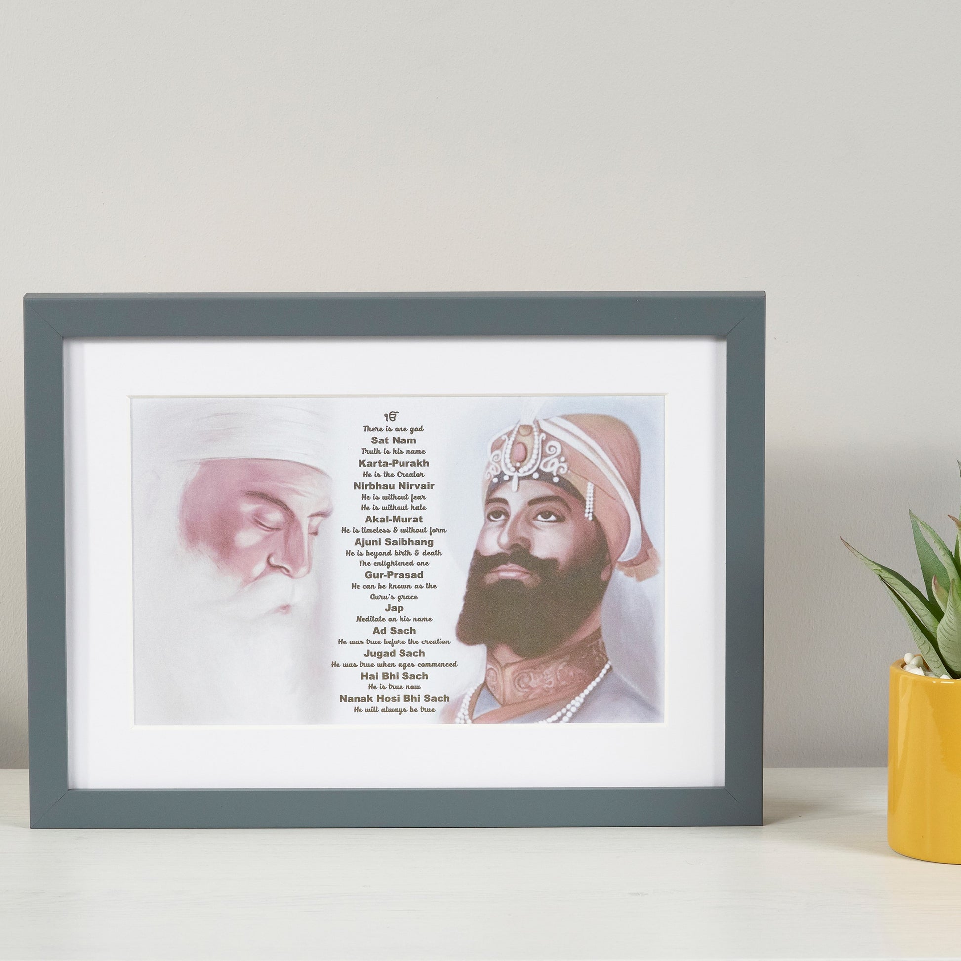 Guru Nanak Dev & Guru Gobind Singh Print Including Mool Mantar in English Including Translation