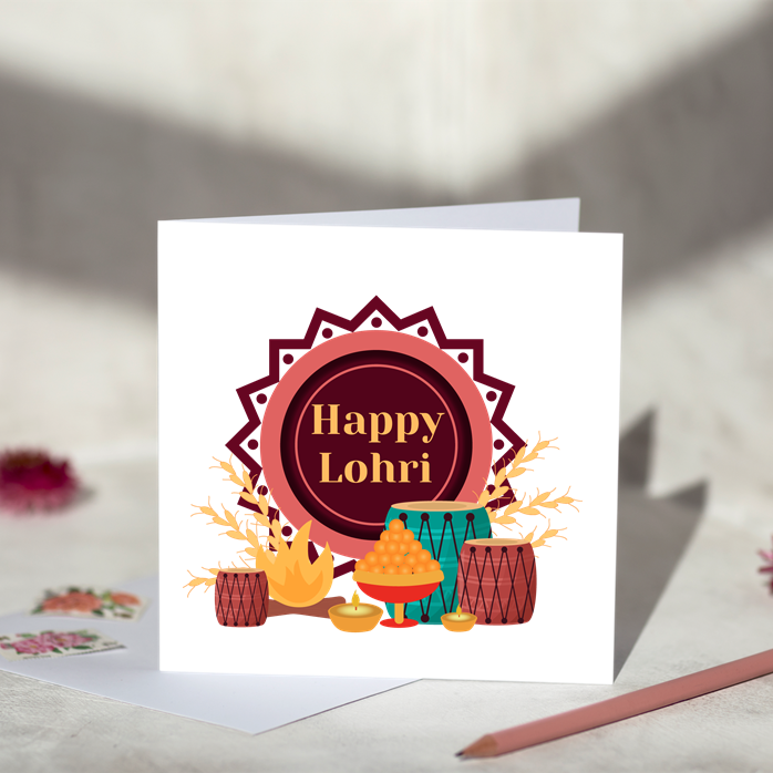Happy Lohri Circular Greeting Card