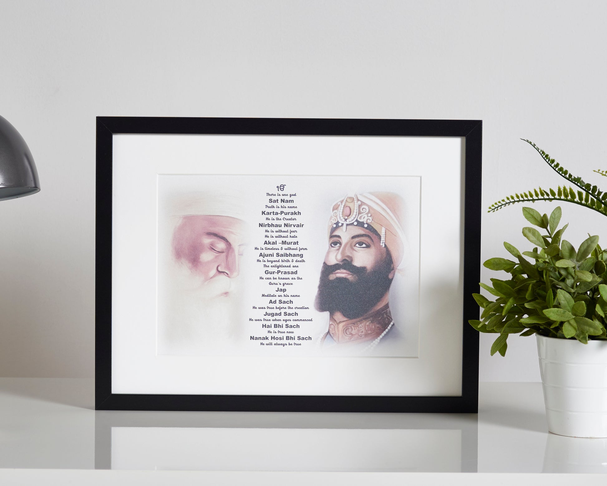 Guru Nanak Dev & Guru Gobind Singh Print Including Mool Mantar in English Including Translation
