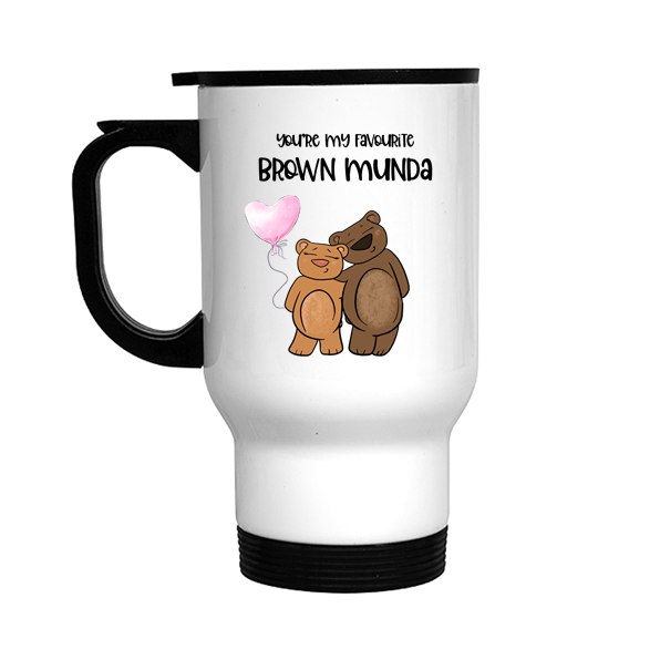 Favourite Brown Munda Bear Stainless Steel Travel Mug