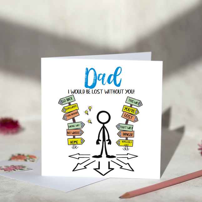 LOST WITHOUT YOU DAD GREETING CARD