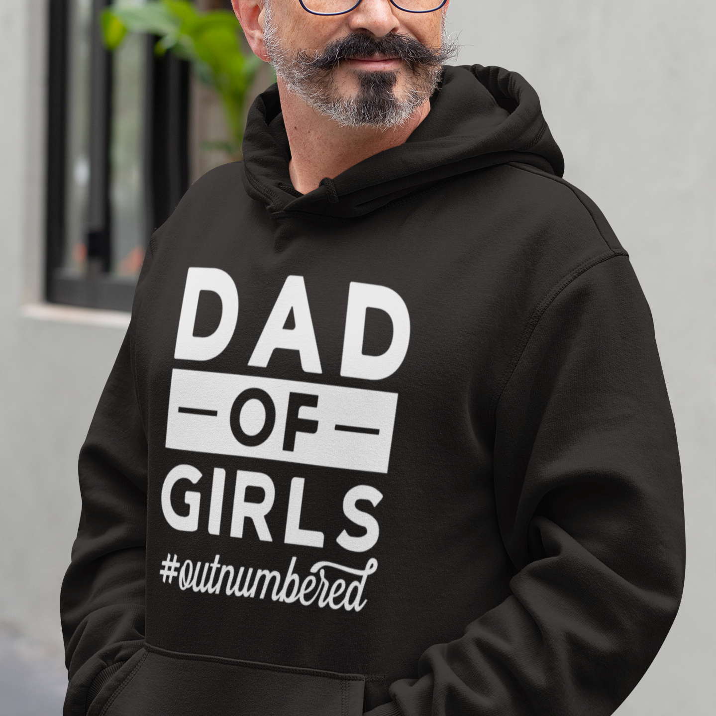 Dad of Girls Outnumbered Unisex Hoodie - Black
