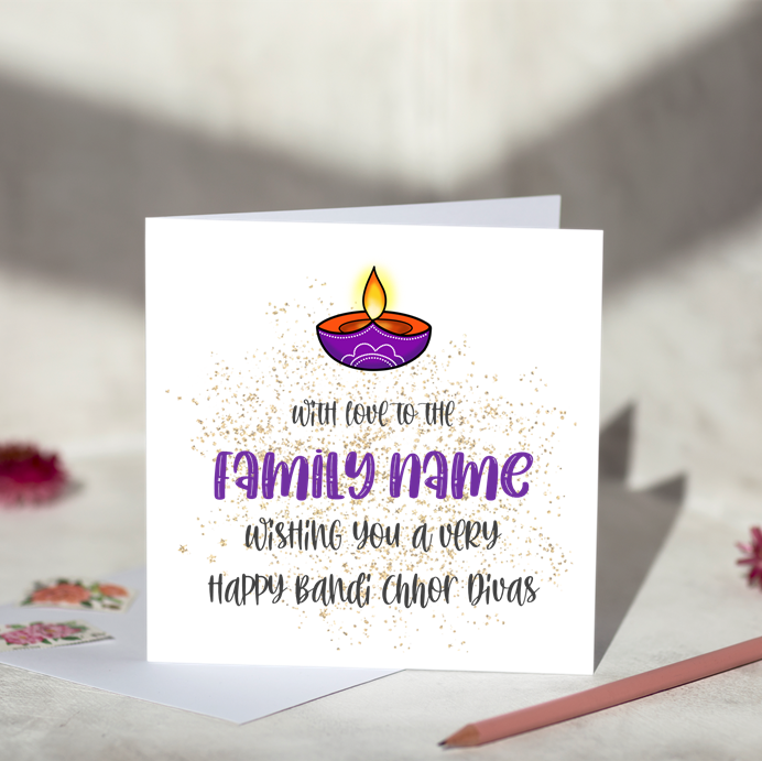 Personalised Family Name Bandi Chhor Divas Greeting Card