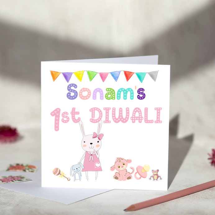 1st Diwali Girls Card