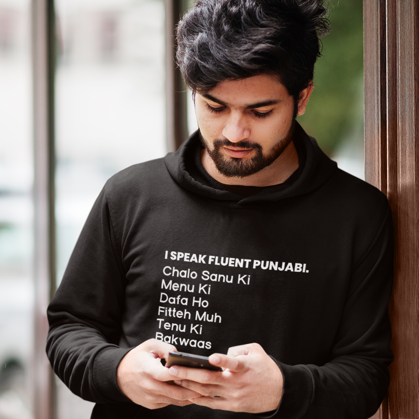 Fluent Punjabi Unisex Hoodie - Black