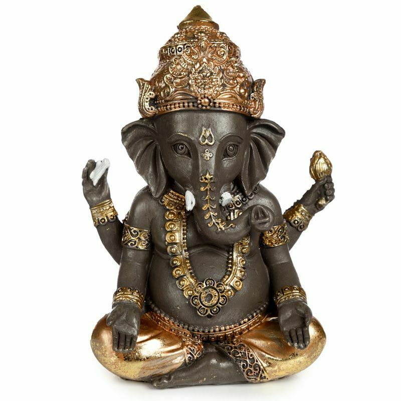 Brown colour gold paint hindu god ganesha statue gift figurine