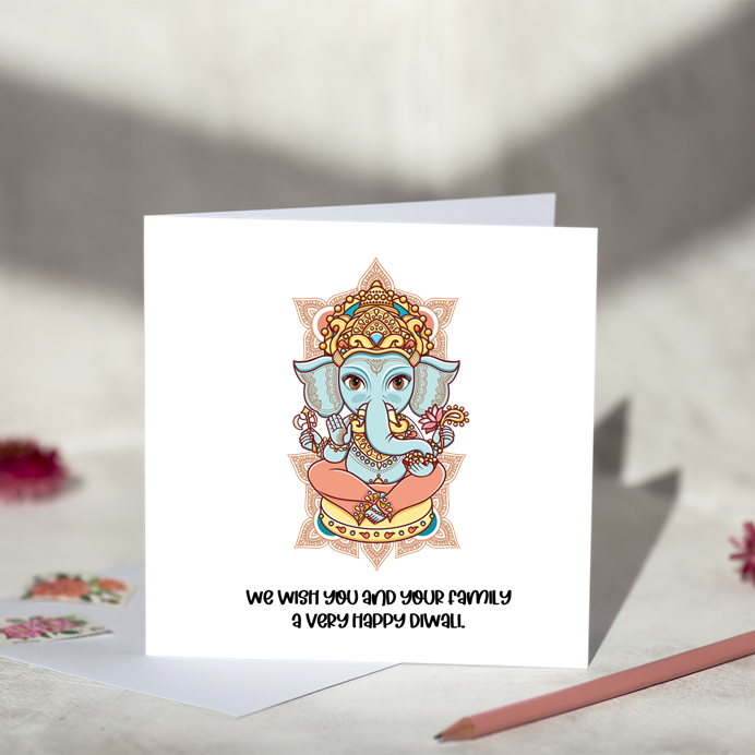 Floral Ganesh Diwali Card