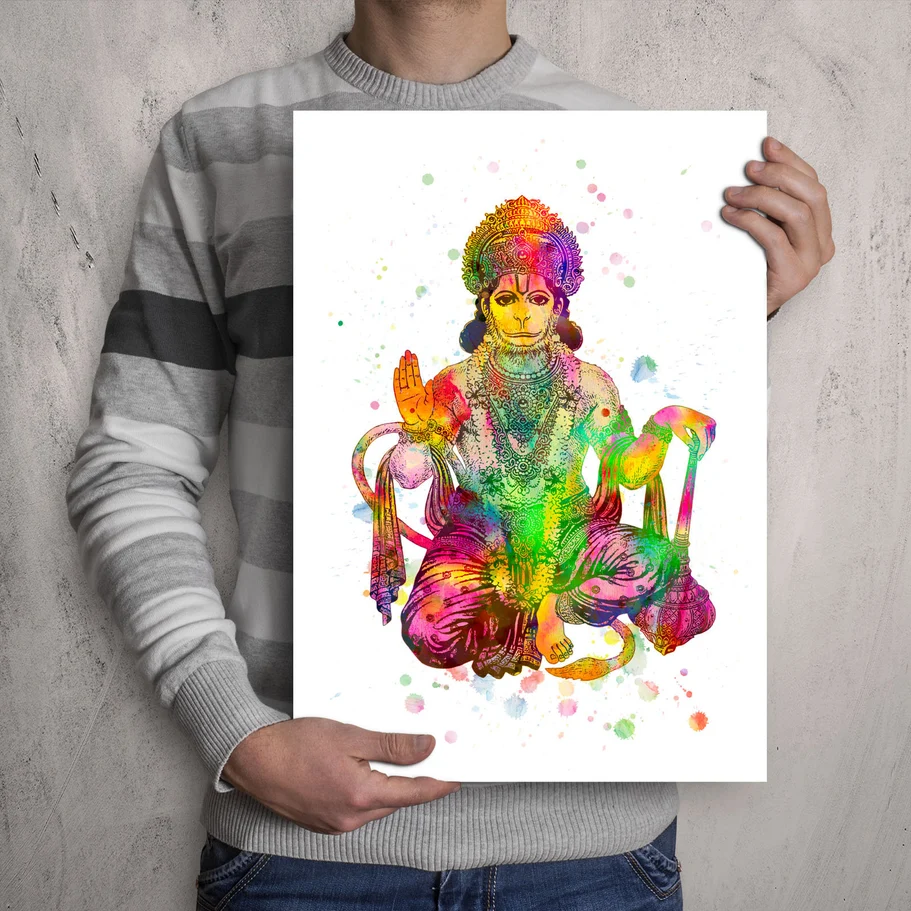 Hanuman Watercolour Print or Framed