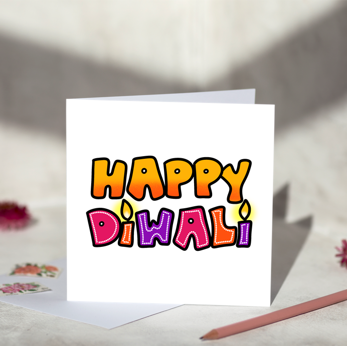 Bright Colours Happy Diwali Greeting Card