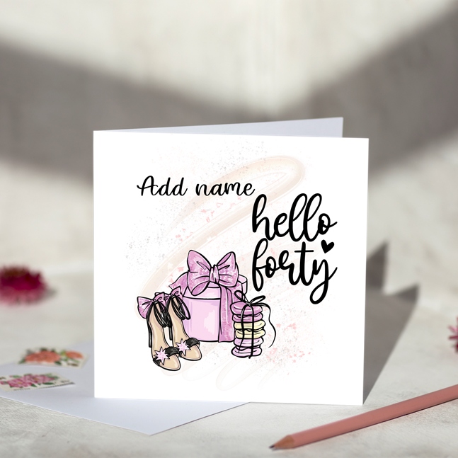 Hello Forty Personalised Card