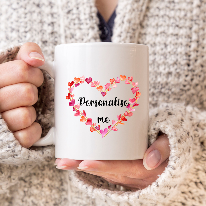 Personalise Me Flower Heart Mug