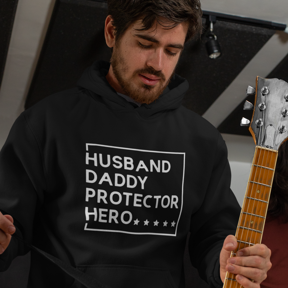 Husband Daddy Protector Hero Unisex Hoodie - Black