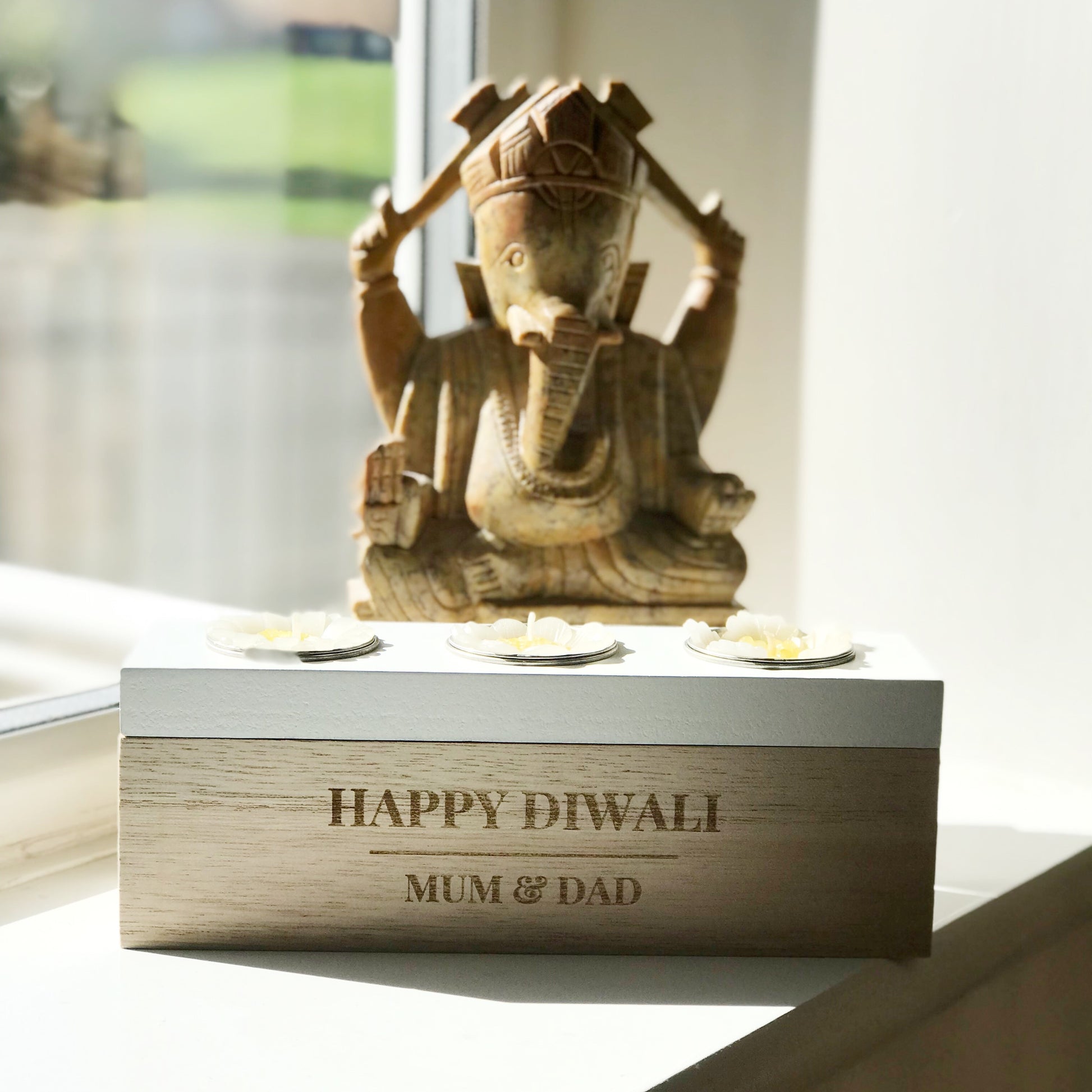 Personalised Classic Triple Tea Light Box