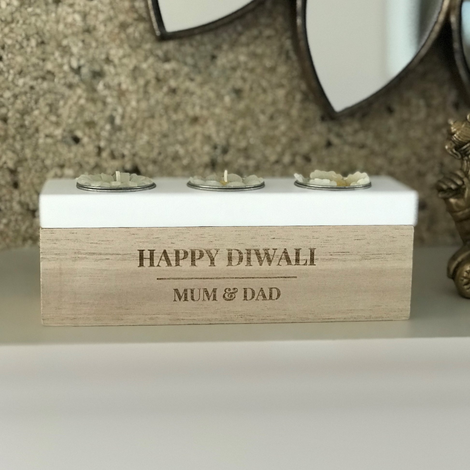 Personalised Classic Triple Tea Light Box