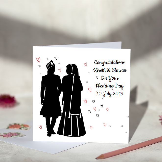 Silhouette Indian Couple Wedding Card