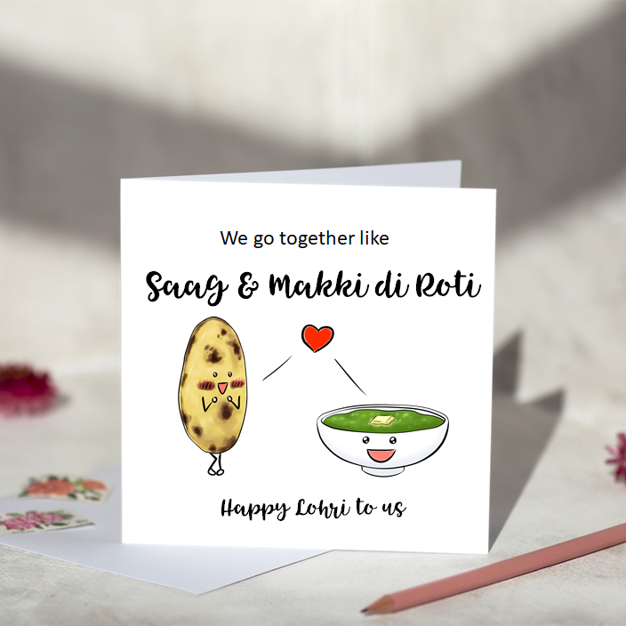 We Go Together Like Saag & Makki di Roti Lohri Card