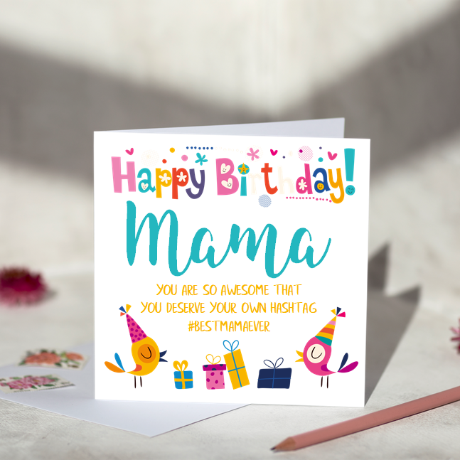 Mama Hashtag Birthday Card