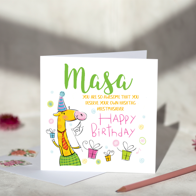 Masa Hashtag Birthday Card