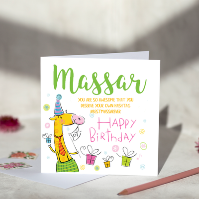 Massar Hashtag Birthday Card