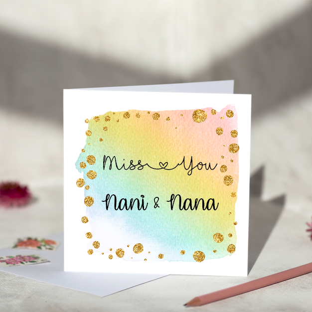Personalised Miss You Rainbow Greeting Card