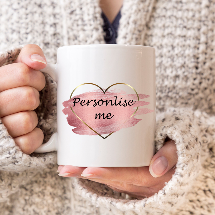 Personalise Me Rose Gold Heart Mug