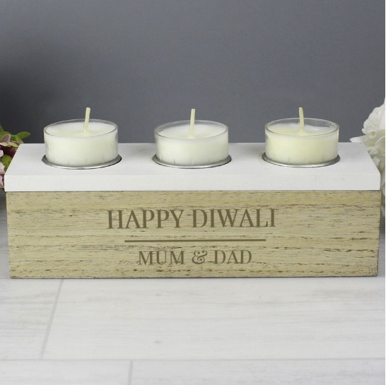 Personalised Classic Triple Tea Light Box