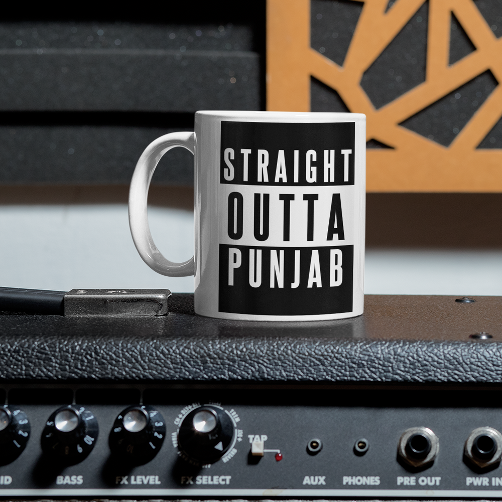 Straight Outta Punjab Black & White Mug