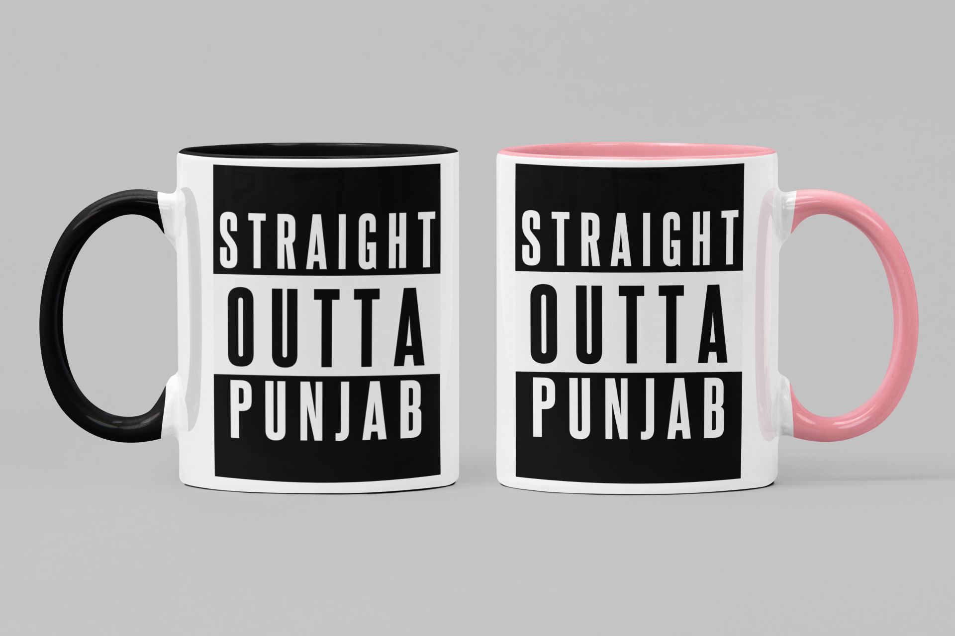Straight Outta Punjab Black & White Mug