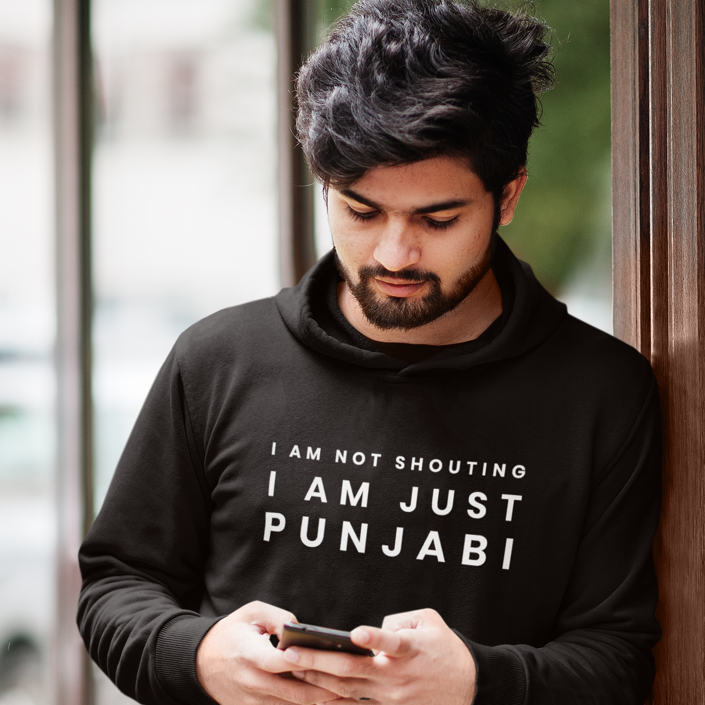 I Am Not Shouting Punjabi Unisex Hoodie - Black