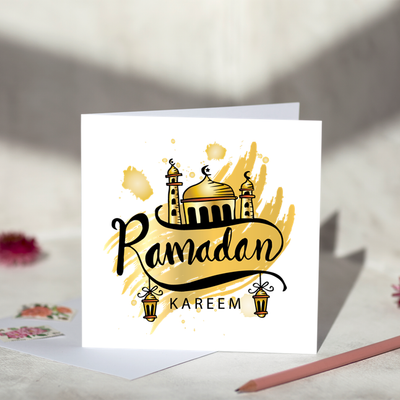 Ramadan Kareem Gold Lanterns Greeting Card