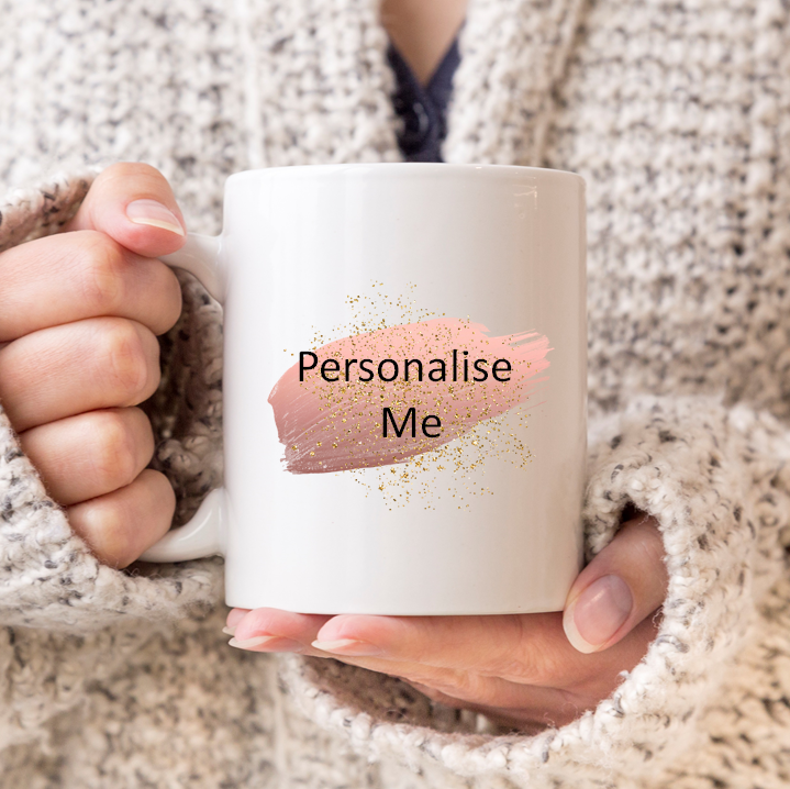 Personalise Me Rose & Beige Glitter Design Mug