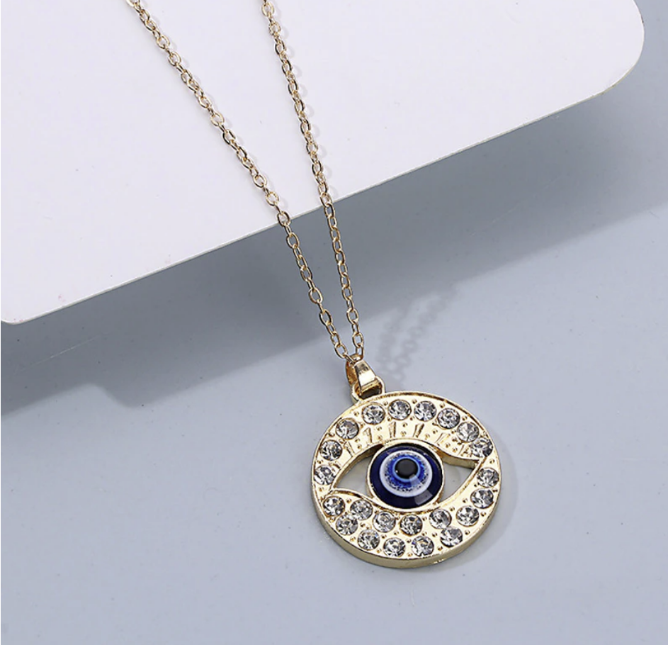 Jasmine Turkish Evil Eye Pendant Necklace