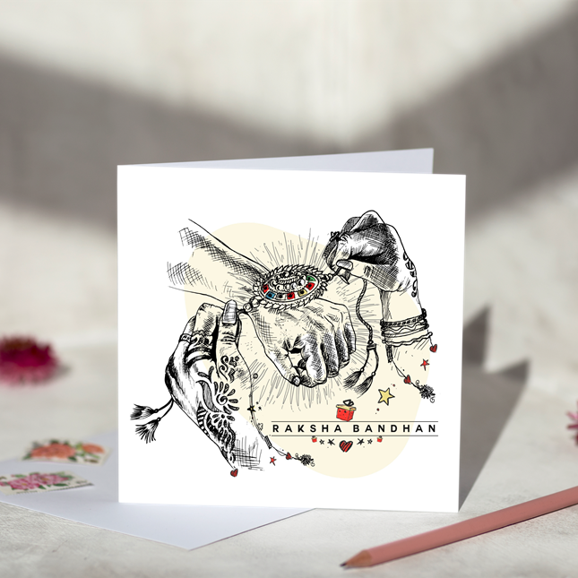 Tying Rakhi Card