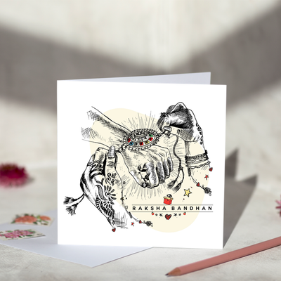Tying Rakhi Card