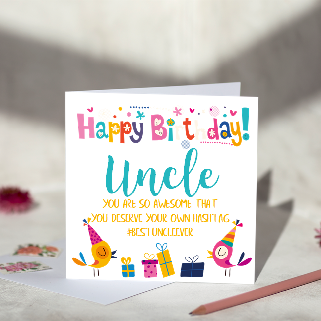 Uncle Hashtag Birthday Card