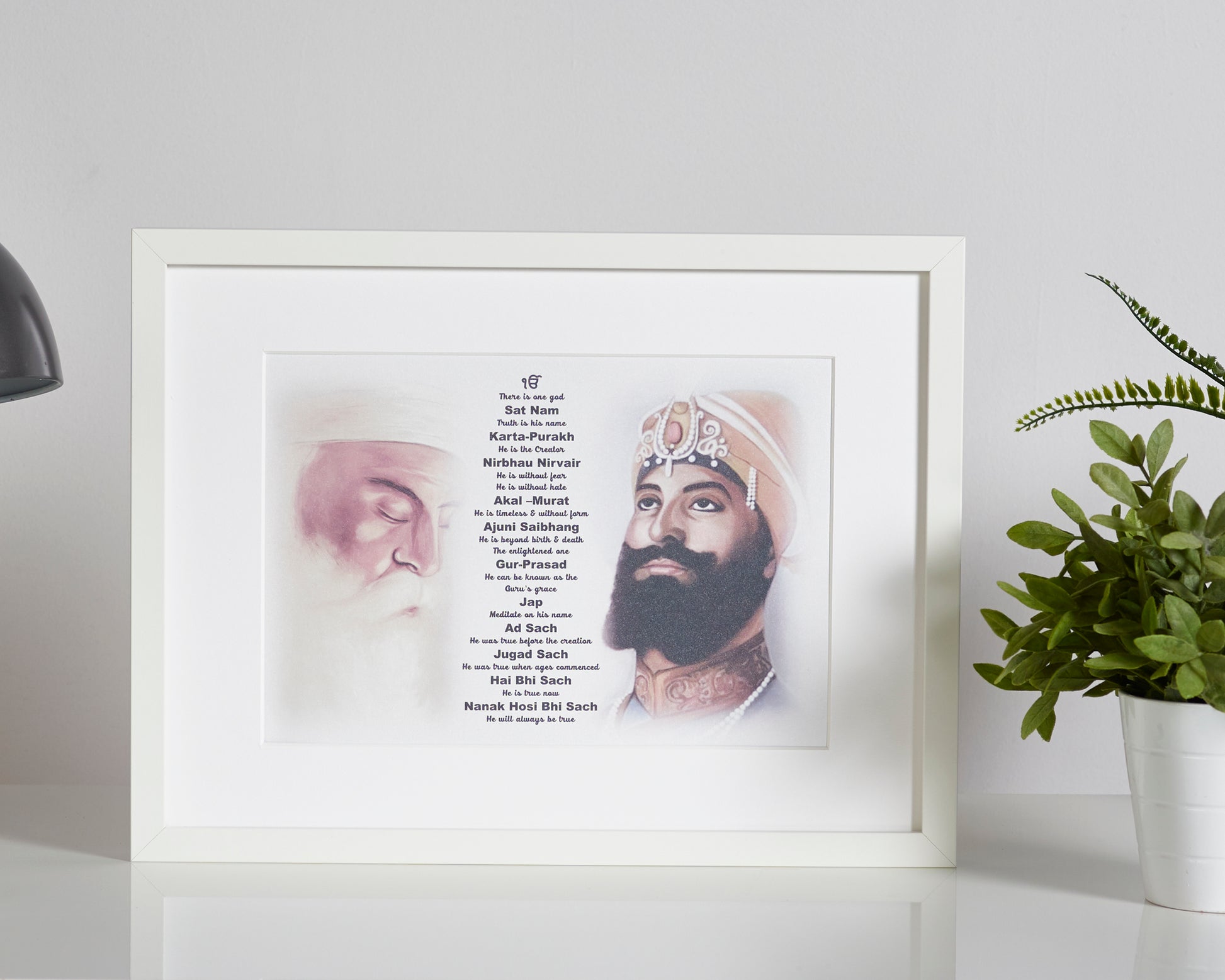 Guru Nanak Dev & Guru Gobind Singh Print Including Mool Mantar in English Including Translation
