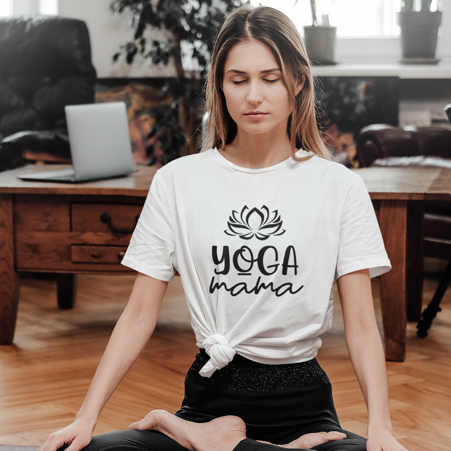 
                  
                    ESSENTIALS: Yoga Mama White Tee
                  
                