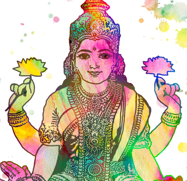 Lakshmi Watercolour Print or Framed