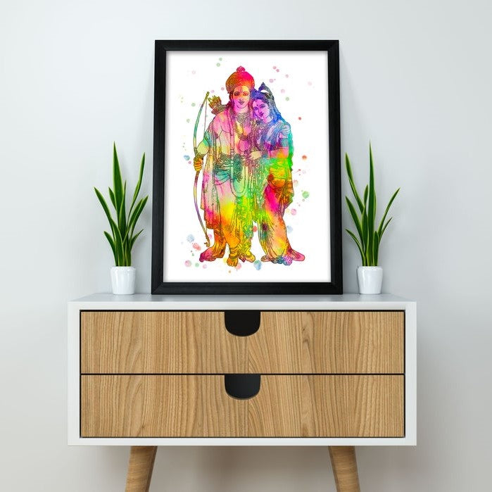 Rama & Sita Watercolour Print or Framed