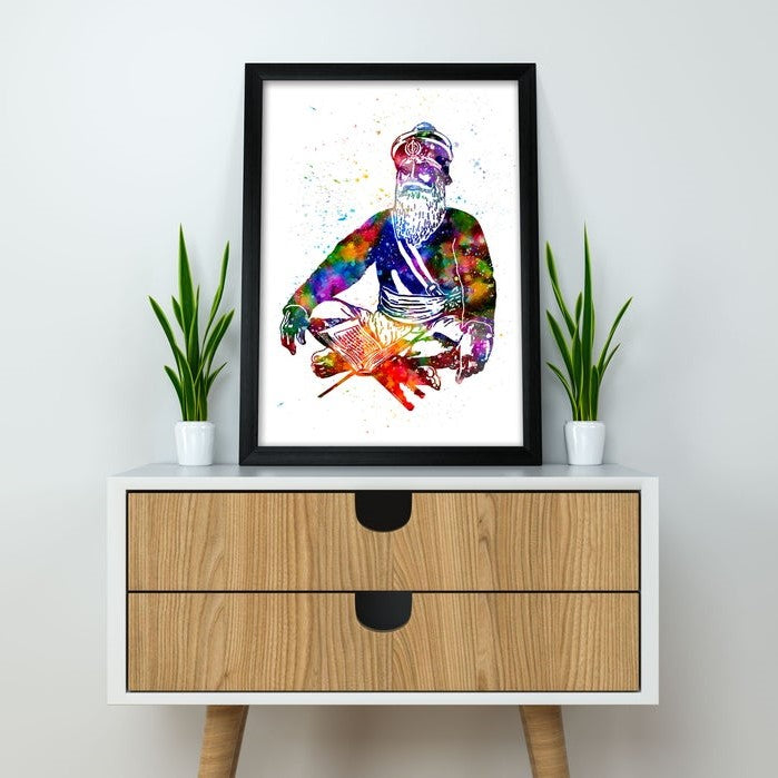 Baba Deep Singh Watercolour Print or Framed