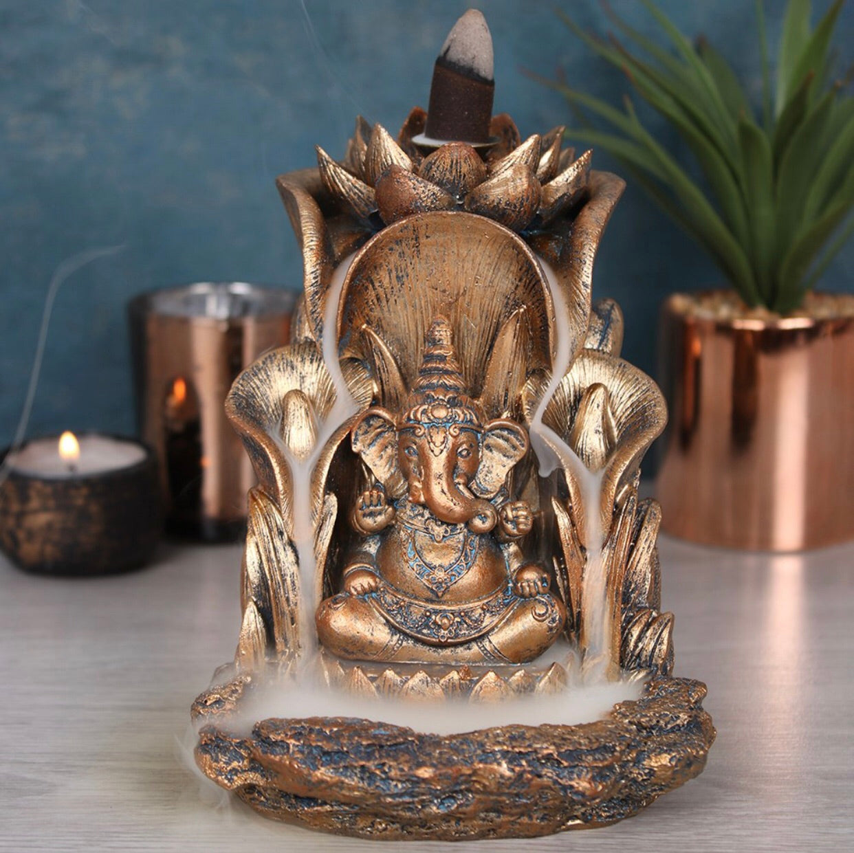 BRONZE GANESH BACKFLOW INCENSE BURNER