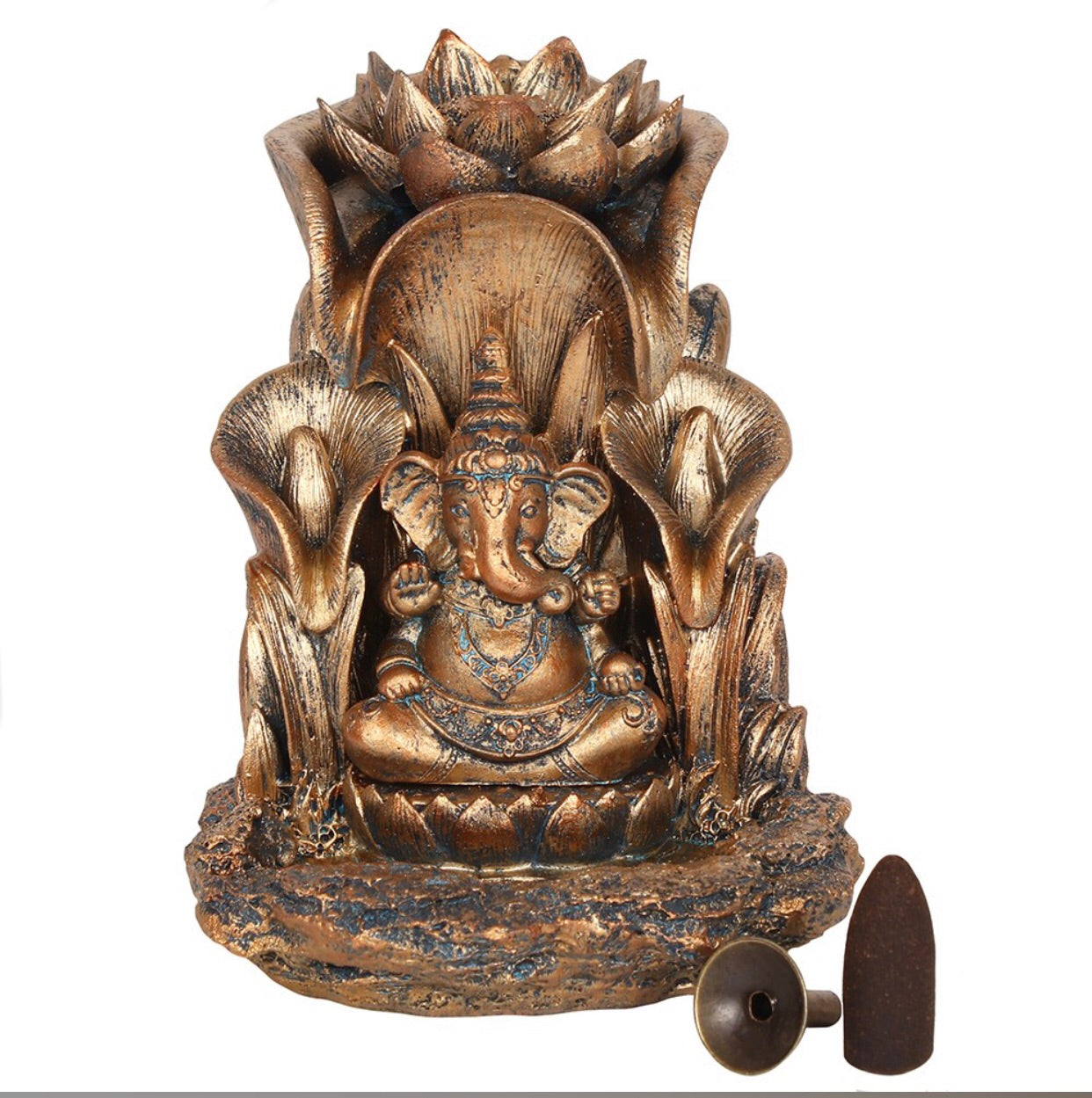 BRONZE GANESH BACKFLOW INCENSE BURNER