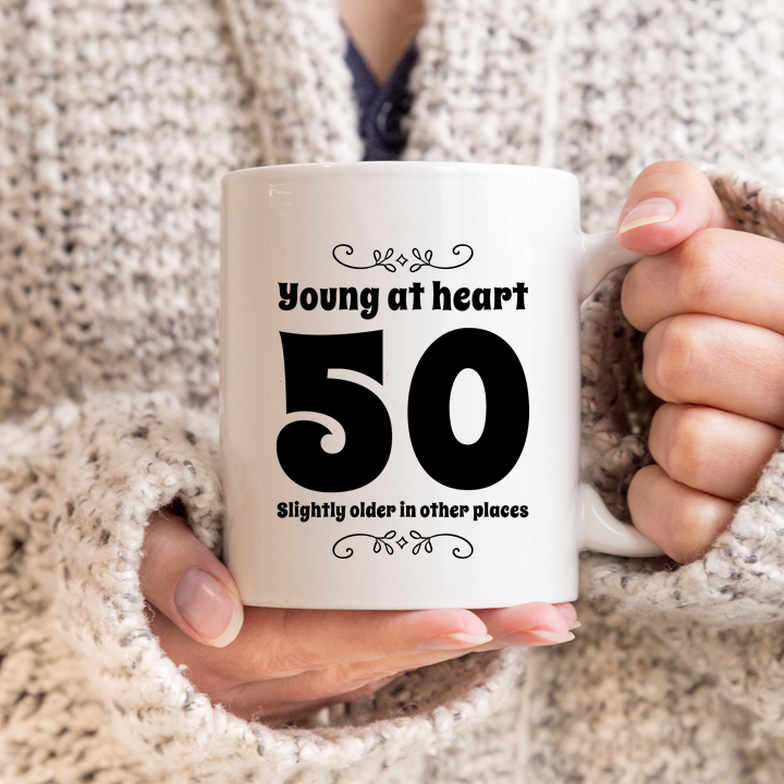 Young At Heart 50th Birthday Mug