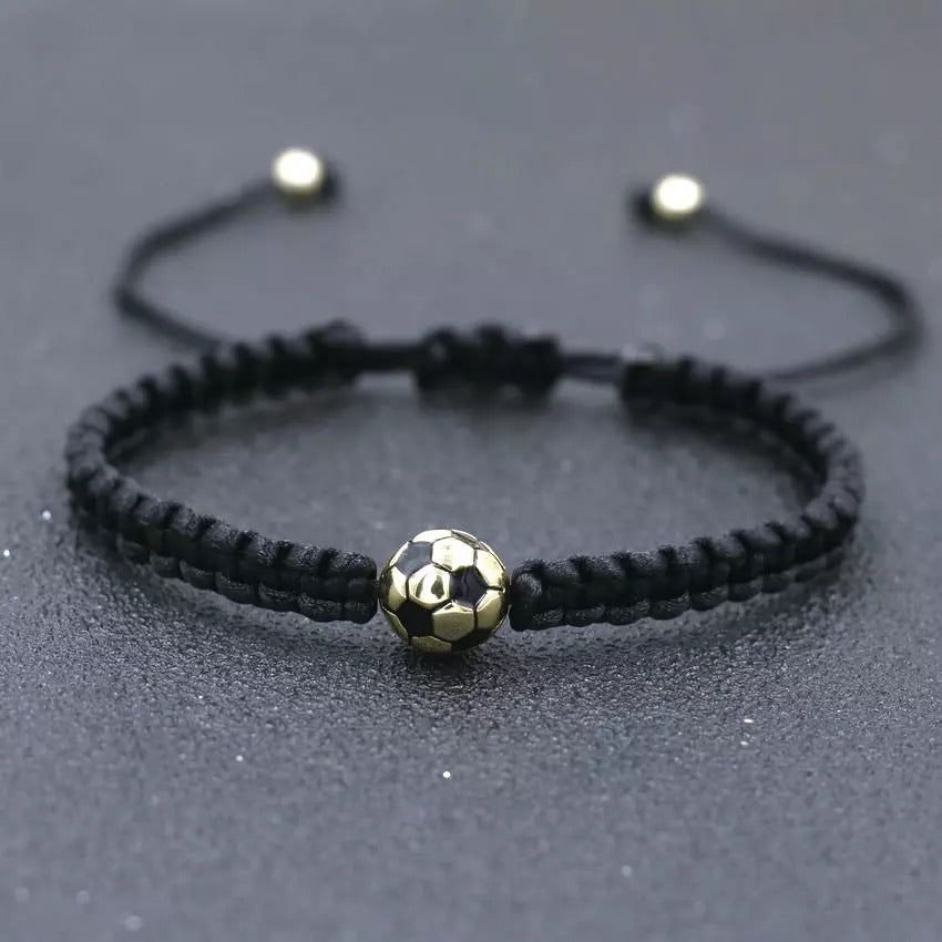 Football Black Braided Bracelet