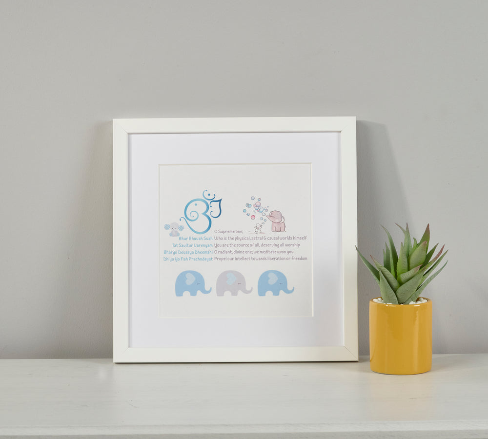 Gayatri Mantra Blue Elephant Themed