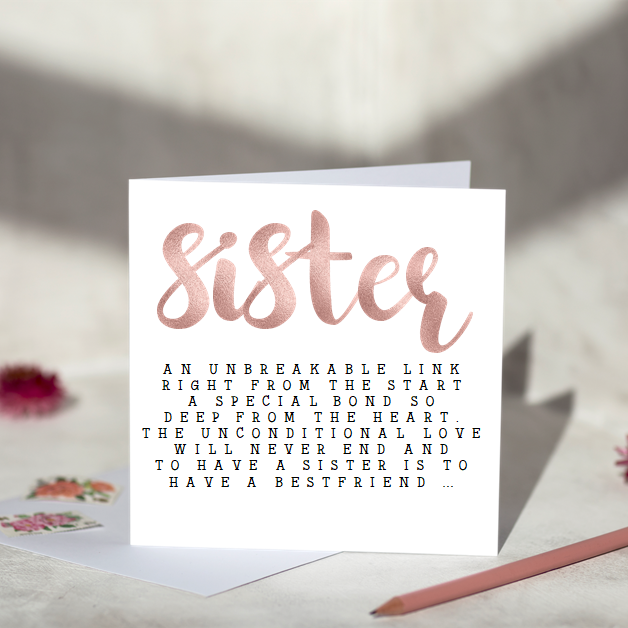 Rose Gold Sister Greeting Card